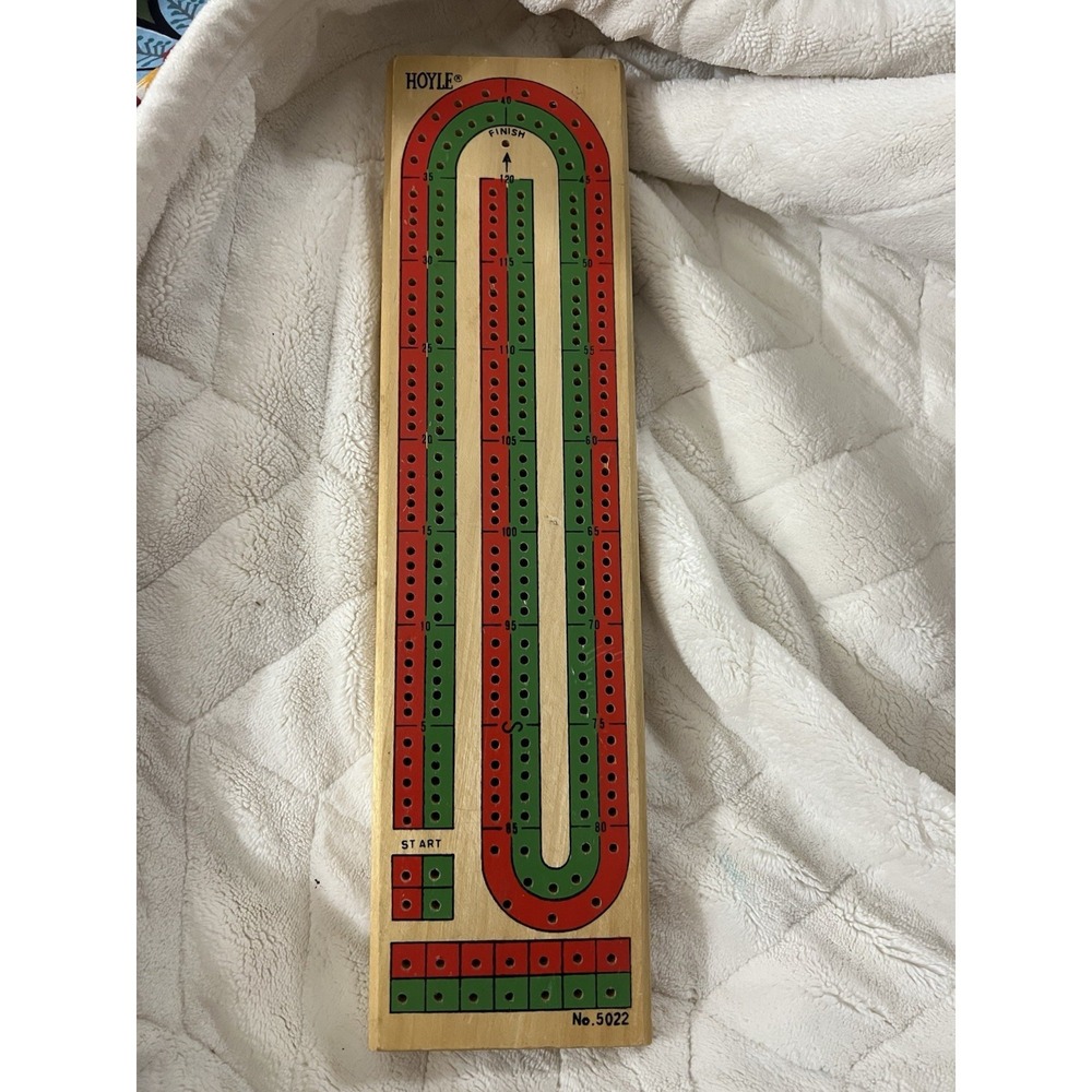 Vintage Hoyle Wood Cribbage Board‎ Game No 5022 Red Green Board Only